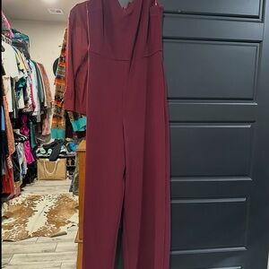 Elegant Burgundy Straight Leg Jumpsuit